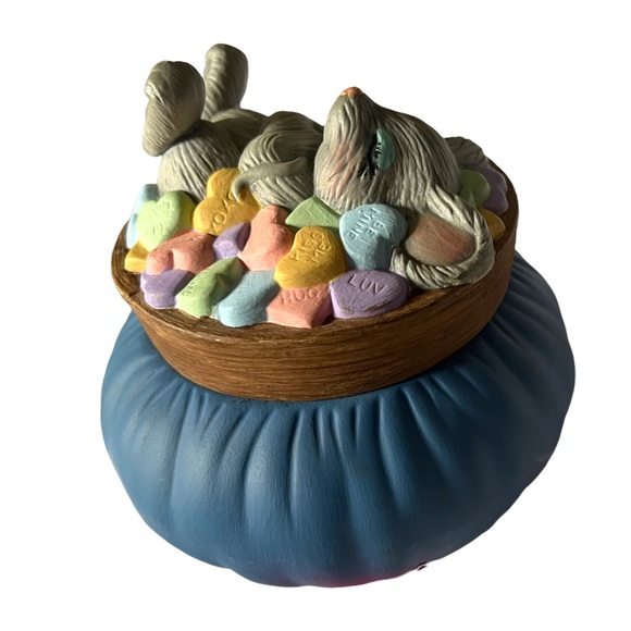 Vintage @86 dona's molds inc hand painted hearts & mouse ceramic trinket holder - Picture 13 of 15